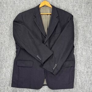 Oscar de la Renta Men's 48R Navy Wool Cashmere Two Button Blazer Sport Coat